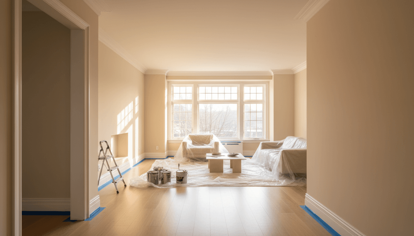 Bright, freshly painted room with natural light