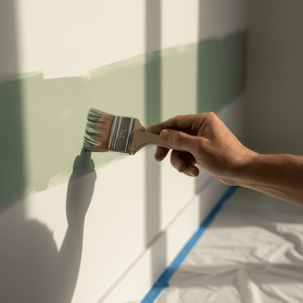 Paintbrush held by a professional painter